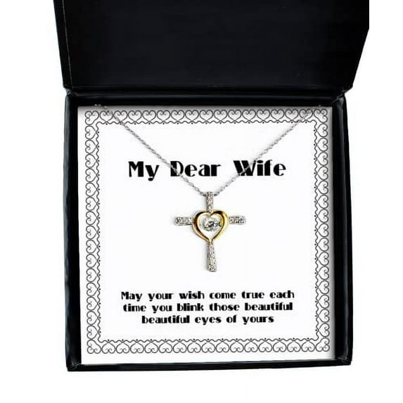 amangny May Your Wish Come True Each time You Blink Those Beautiful Wife Cross Dancing Necklace, Brilliant Wife Gifts, Jewelry for Wife, Cross Necklace