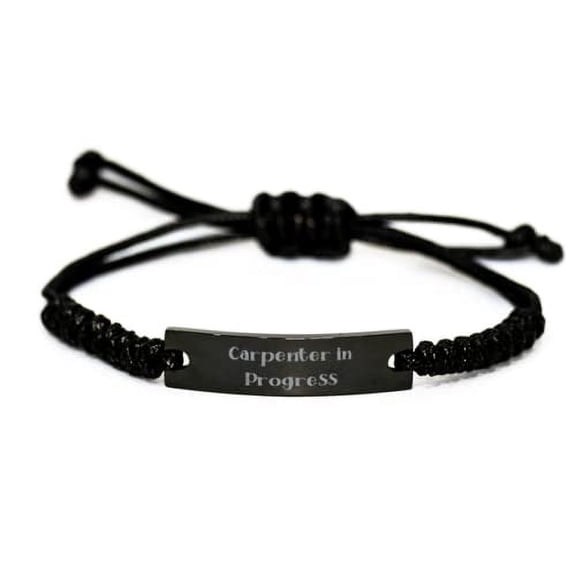 amangny Motivational Carpenter, Carpenter in Progress, Useful Holiday Black Rope Bracelet from Colleagues