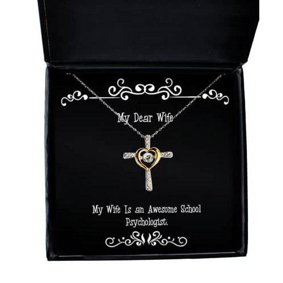 amangny My Wife is an Awesome School Psychologist. Cross Dancing Necklace, Wife Jewelry, for Wife, Funny Jewelry Gift Ideas, Unique Funny Jewelry Gifts, Handmade Funny Jewelry Gifts, Cool Funny