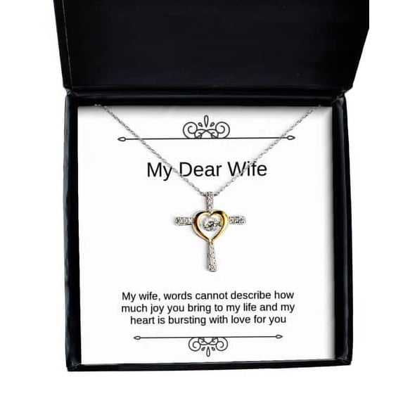 amangny My Wife, Words Cannot Describe How Much Joy You Bring to My Life and My Cross Dancing Necklace, Wife Jewelry, for Wife, Funny Wife, Necklace Gift, Funny Cross Dancing, Funny Wife Cross