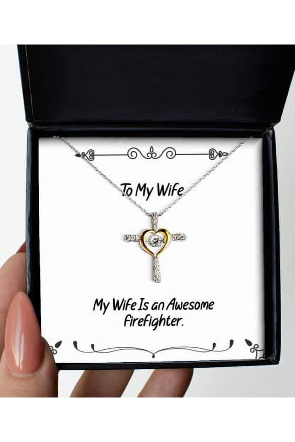 My Wife is an Awesome Firefighter. Cross Dancing Necklace, Wife Jewelry, Useful for Wife