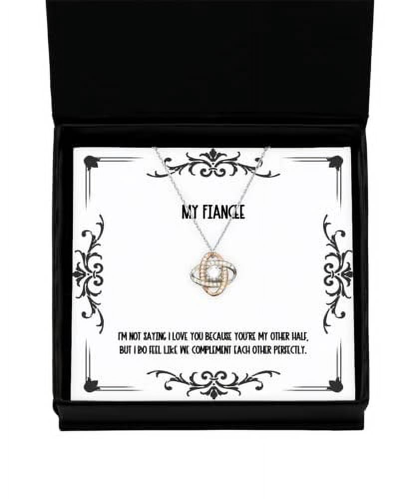 amangny New Fiancee Gifts, I'm not Saying I Love You Because You're My Other Half, but I do, Fiancee Love Knot Rose Gold Necklace from, Presents, Gift Giving, Christmas, Stocking Stuffers,