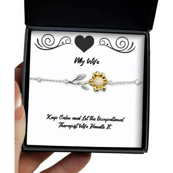amangny New Wife Sunflower Bracelet, Keep Calm and Let The Occupational Therapist Wife Handle It, Gifts for Wife, Present from Husband, for Wife
