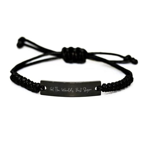 amangny Nice Stepson Black Rope Bracelet, Got The World's Best Stepson, Gifts fo