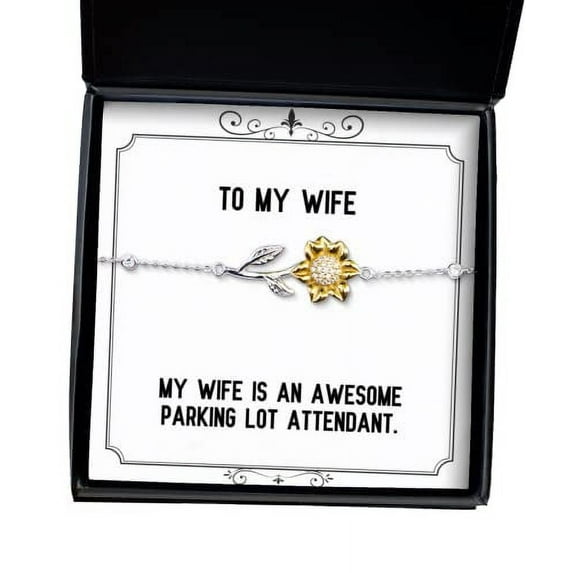 amangny Nice Wife Sunflower Bracelet, My Wife is an Awesome Parking Lot Attendant, New Gifts, Hanukkah Gifts, Kwanzaa Gifts, Birthday Gifts, Wedding Gifts, Anniversary