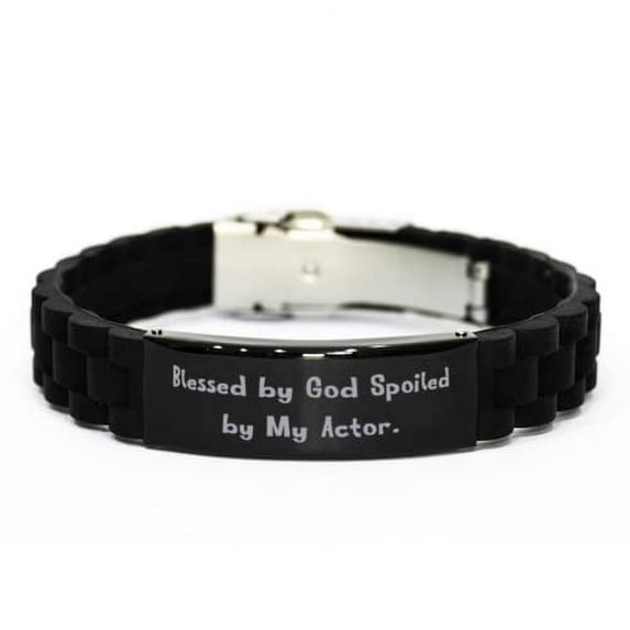 amangny Perfect Actor Gifts, Blessed by God Spoiled by My Actor, Fun Black Glidelock Clasp Bracelet for Friends from Colleagues
