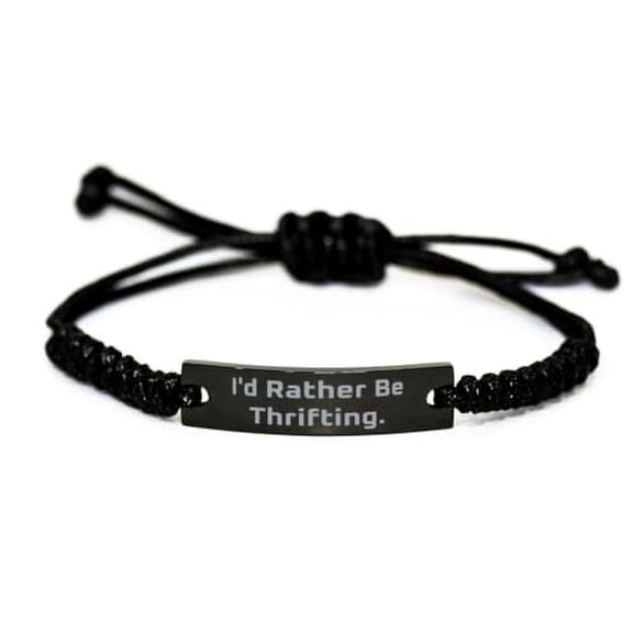 amangny Perfect Thrifting Black Rope Bracelet, I'd Rather Be Thrifting, Useful Gifts for Men Women from Friends, Birthday Unique Gifts