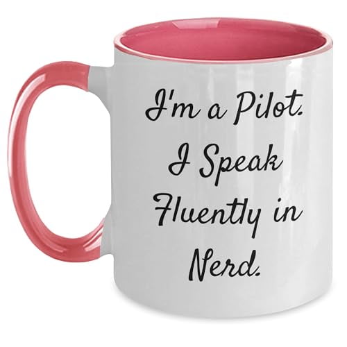 amangny Pilot Gifts from Men for Graduation Two Tone Coffee Mug | Funny Quote I'm A Pilot. I Speak Fluently In Nerd.