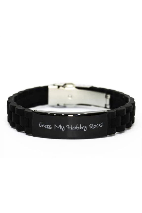 Sarcasm Chess Black Glidelock Clasp Bracelet, Chess. My Hobby Rocks!, Present for Men Women, Fun Gifts from Friends, Board Game, Strategy, Chess Set, Chess Pieces, Pawn, Rook, Knight, Bishop