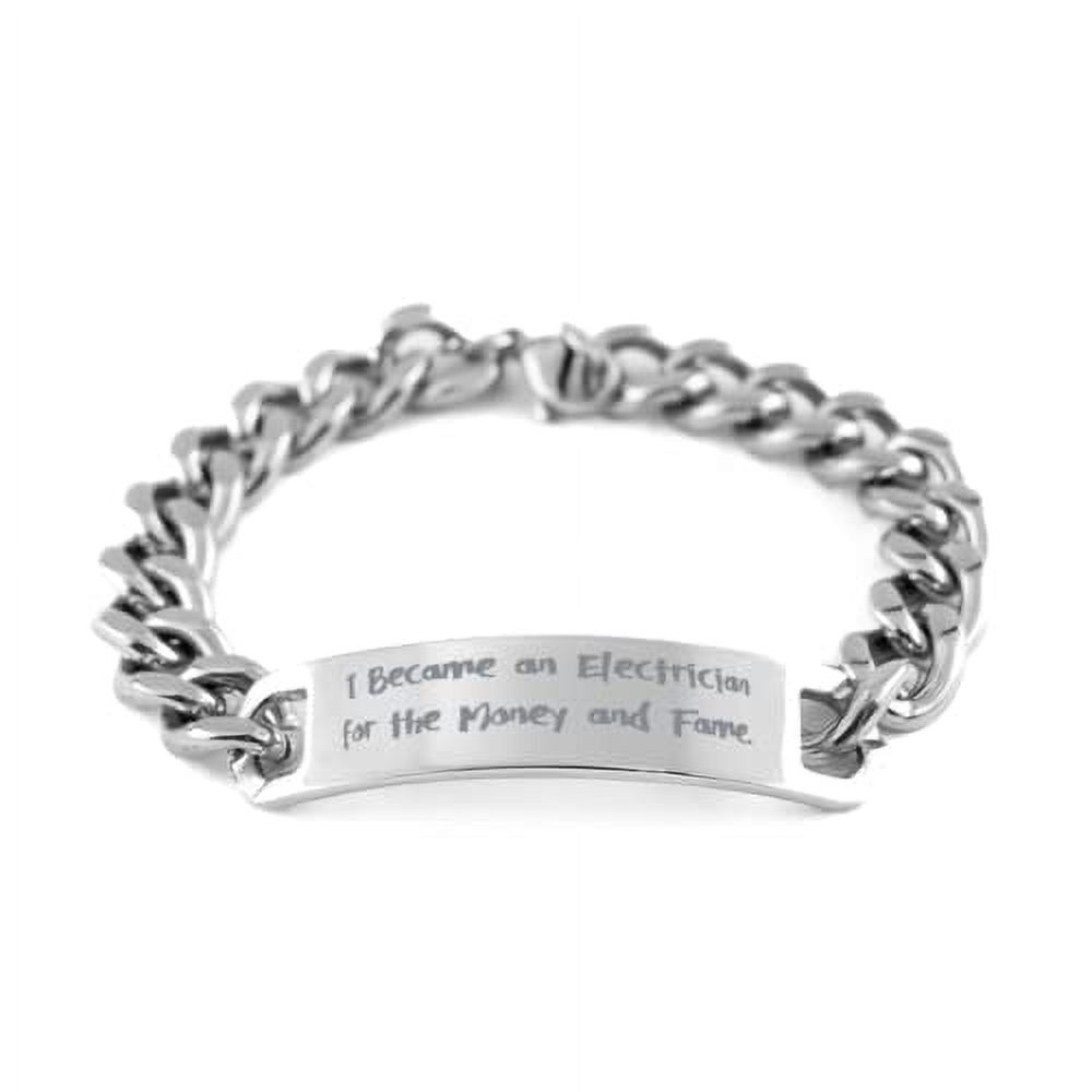 amangny Sarcasm Electrician Cuban Chain Bracelet, I, Gifts for Colleagues, Present from Friends, Engraved Bracelet for Electrician, Presents, Gift Giving, Christmas, Stocking Stuffers, Secret