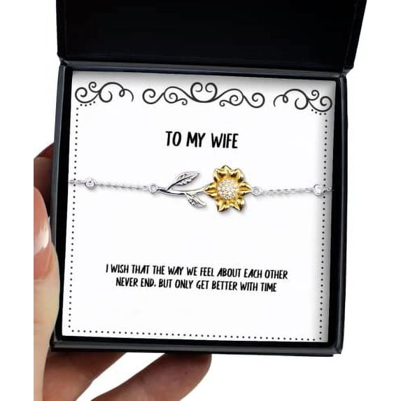amangny Sarcasm Wife, I Wish That The Way we Feel About Each Other Never end, but only get Better, Valentine's Day Sunflower Bracelet for Wife
