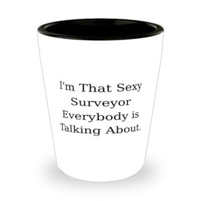 amangny Sarcastic Surveyor Gifts, I'm That Sexy, Beautiful Birthday Shot Glass Gifts Idea For Colleagues, Surveyor Gifts From Friends