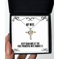 thumbnail image 1 of amangny Sarcastic Wife Gifts, Keep Calm and Let The Vice-Principal Wife Handle It, Reusable Cross Dancing Necklace for Wife from Husband, 1 of 5