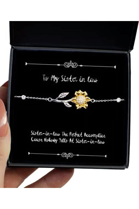 Sister-in-Law The Perfect Accomplice Cause Nobody Yells at Sunflower Bracelet, Sister in Law Present from Sister, Brilliant for Big Sister