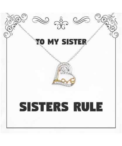amangny Sisters Rule Love Dancing Necklace, Sister Jewelry, Unique Gifts For Sister from Sister