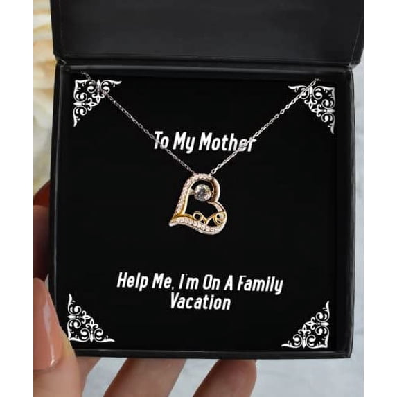 amangny Special Mother Gifts, Help Me, I'm On A Family Vacation, Unique Love Dancing Necklace for Mother from Daughter