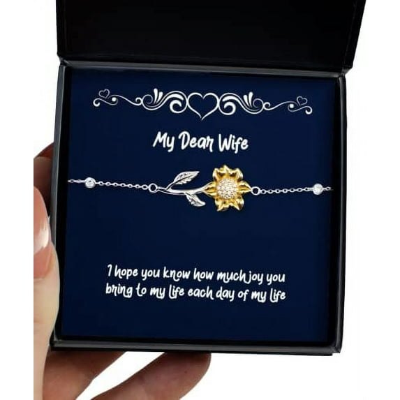 amangny Special Wife Gifts, I Hope You Know How Much Joy You Bring to My Life Each Day of, Fancy Valentine's Day Sunflower Bracelet Gifts for Wife