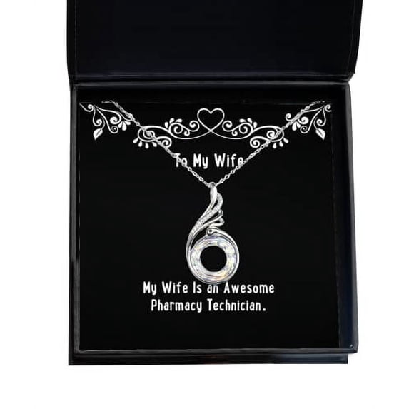 amangny Special Wife Rising Phoenix Necklace, My Wife is an Awesome Pharmacy Technician, Present for, Perfect from Husband