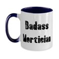 thumbnail image 1 of amangny Surprise Mortician Gifts, Badass Mortician, Inappropriate Birthday Two Tone 11oz Mug Gifts For Coworkers From Friends, Coffin, Funeral, Death, Black and white, Two colors, 1 of 2