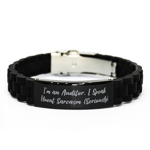 amangny Unique Auditor Gifts, I'm an Auditor. I Speak Fluent Sarcasm (Seriously), Inspire Christmas Black Glidelock Clasp Bracelet from Coworkers