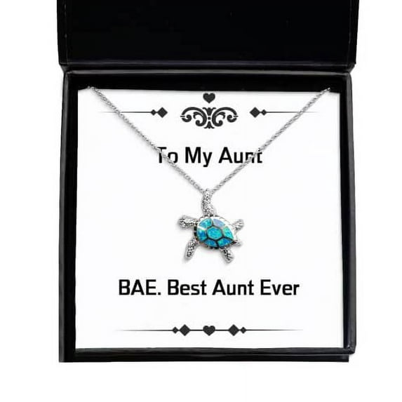 amangny Unique Idea Aunt Gifts, BAE. Best Aunt Ever, Birthday Opal Turtle Necklace for Aunt