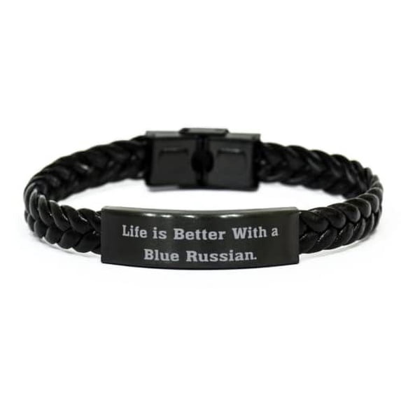 amangny Unique Idea Blue Russian Cat Gifts, Life is Better with a Blue, Sarcastic Braided Leather Bracelet for Friends from Friends, Blue Russian Cats, Blue Russian cat Gift Ideas