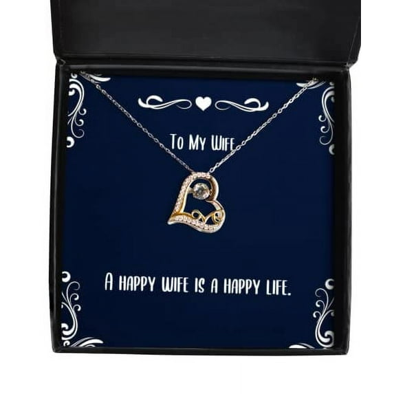 amangny Unique Wife Gifts, A Happy Wife is a Happy Life, Useful Love Dancing Necklace for Wife from Husband, Jokewifegift Prank, Funny, Humorous, Gag, Gift idea