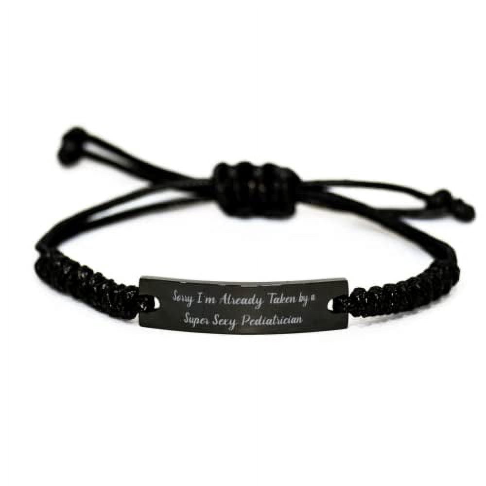 amangny Useful Pediatrician Black Rope Bracelet, Sorry, Gifts for Coworkers, Present from Coworkers, Engraved Bracelet for Pediatrician, Presents, Gift Giving, Christmas, Stocking Stuffers,