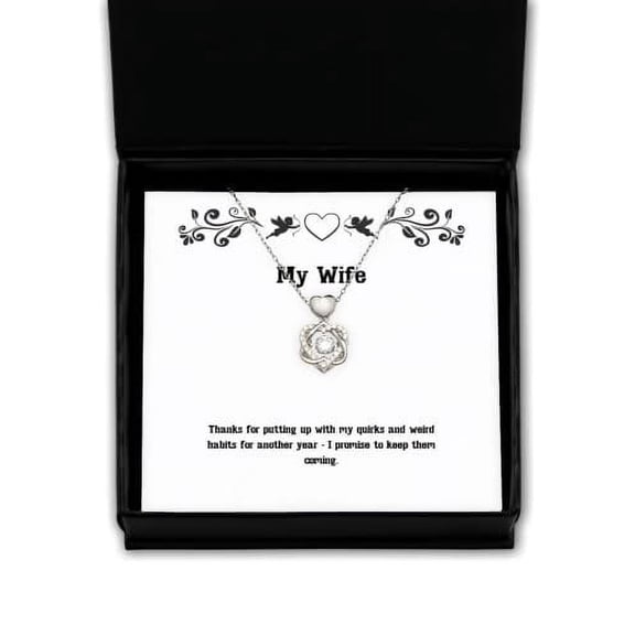 amangny Useful Wife Gifts, Thanks for Putting up with My quirks and Weird Habits for-, Wife Heart Knot Silver Necklace from Husband, Hanukkah Gifts, Kwanzaa Gifts, Birthday Gifts, Wedding