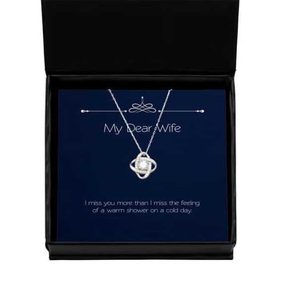 amangny Wife Gifts for Wife, I Miss You More Than I Miss The Feeling of, Sarcastic Wife Love Knot Silver Necklace, Jewelry from Husband, Hanukkah Gifts, Kwanzaa Gifts, Birthday Gifts,