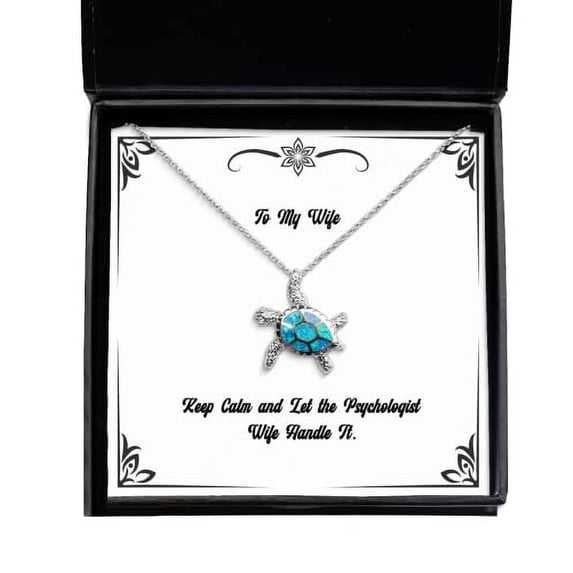 amangny Wife Gifts for Wife, Keep Calm and Let The Psychologist Wife Handle It, Fancy Wife Opal Turtle Necklace, from Husband