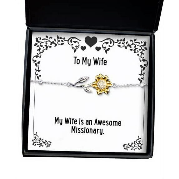 amangny Wife for, My Wife is an Awesome Missionary, Inappropriate Wife Sunflower Bracelet, Jewelry from Husband