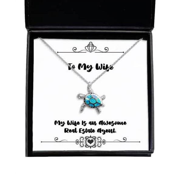 amangny Wife for, My Wife is an Awesome Real Estate Agent, Cute Wife Opal Turtle Necklace, Jewelry from Husband