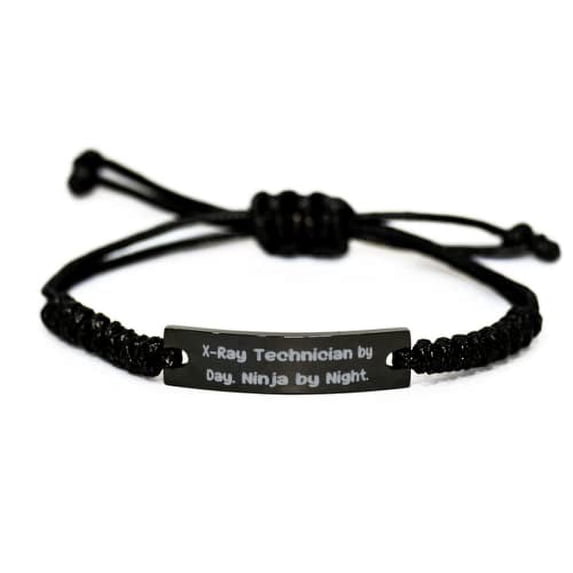 amangny X-Ray Technician by Day. Ninja by. Black Rope Bracelet, X-ray Technician Present from Coworkers, Brilliant Engraved Bracelet for Friends