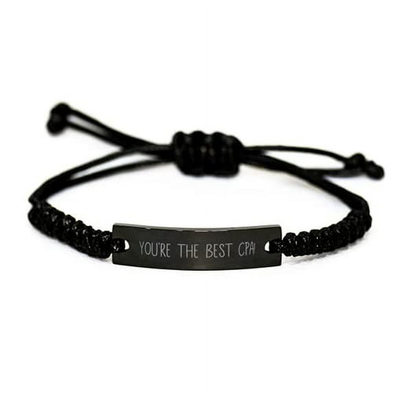 amangny You're The Best CPA! Black Rope Bracelet, CPA Present from Team Leader, Perfect Engraved Bracelet for Coworkers