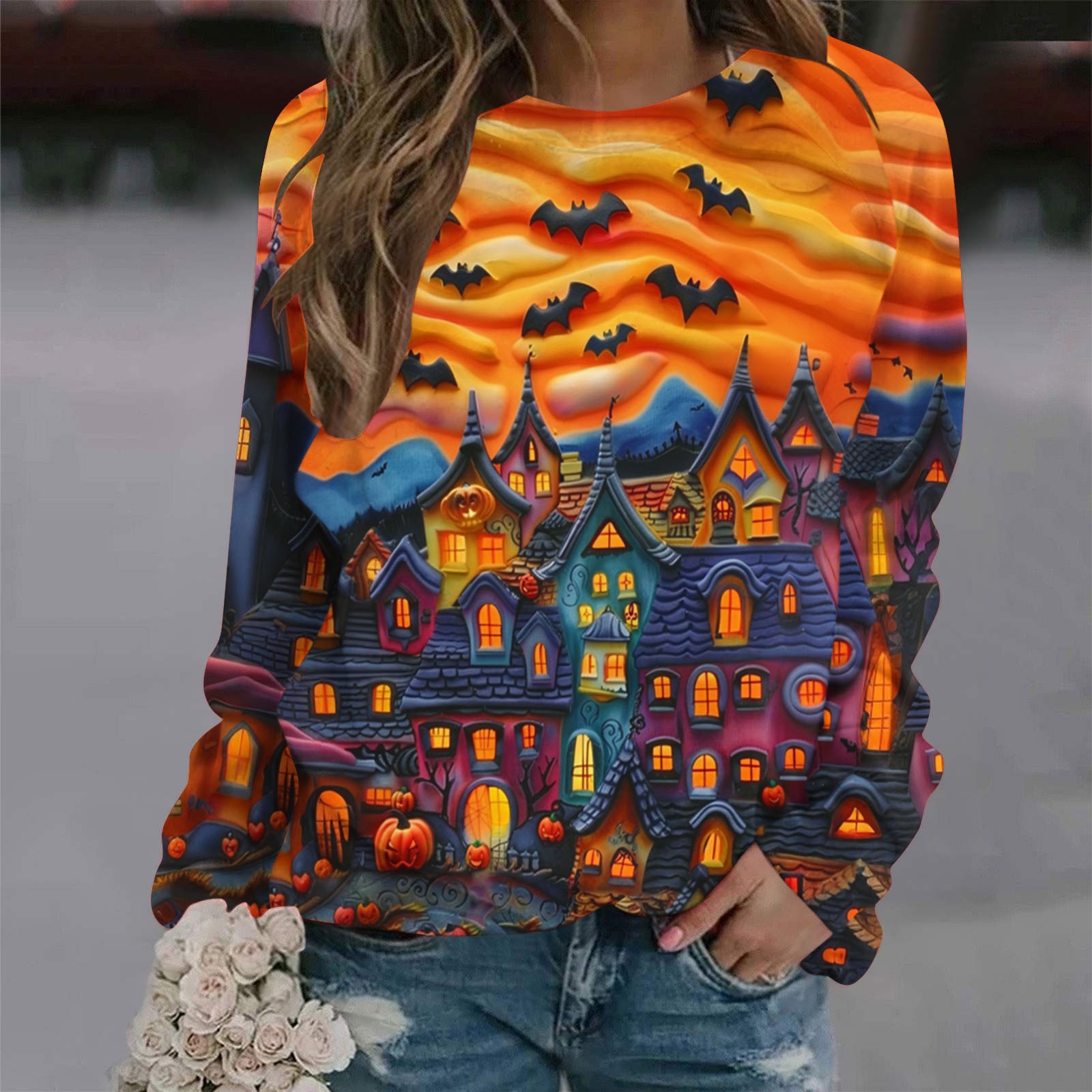 amasding 2024 Halloween Shirts for Women Funny 3D Print Tshirt Cute