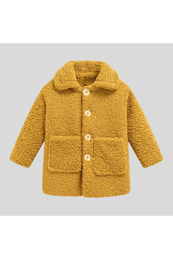 Wancir Baby Girls Faux Fur Teddy Long Coat Tollder Kids Winter Fleece Jacket Warm Outwear Clothes