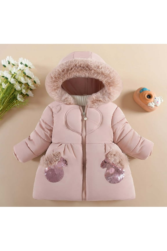 Wancir Baby girls' Winter Coats Heavyweight Mediun Length Warm Jackets Down-like Cotton Wadding Outwear 0-3Y