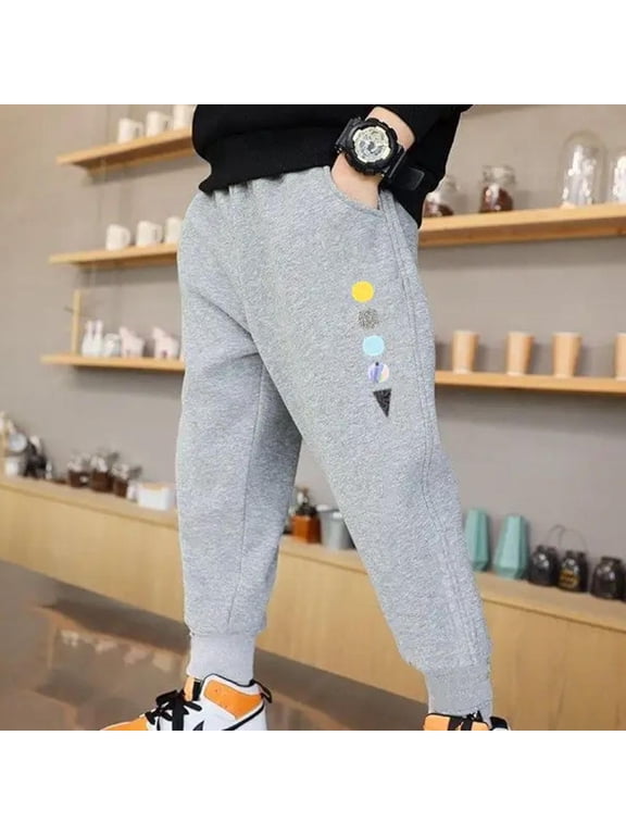 Boys Fleece Sweatpants, Midweight Cotton/Poly Fleece Pants for Boys, Cuffed Sweats