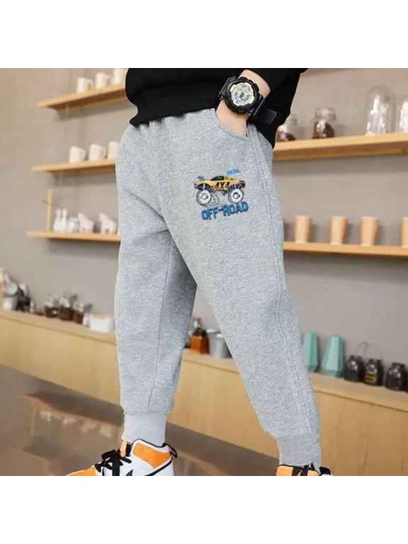 Wancir Boys Fleece Sweatpants, Midweight Cotton/Poly Fleece Pants for Boys, Cuffed Sweats