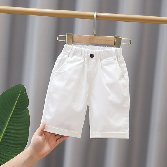 Wancir Boys' School Uniform Flat Front Khaki Shorts, Moisture Wicking Performance Fabric, Wrinkle & Fade Resistant