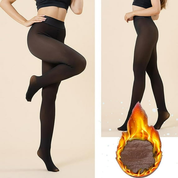 DecSea Fleece Lined Tights Women,Warm Pantyhose Leggings Women,Fake Translucent Thermal Skin Colored Tights Winter
