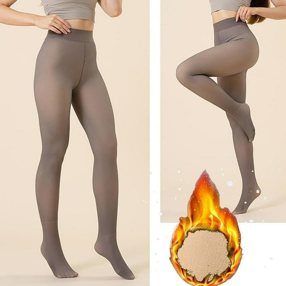 Wancir Fleece Lined Tights Women,Warm Pantyhose Leggings Women,Fake Translucent Thermal Skin Colored Tights Winter