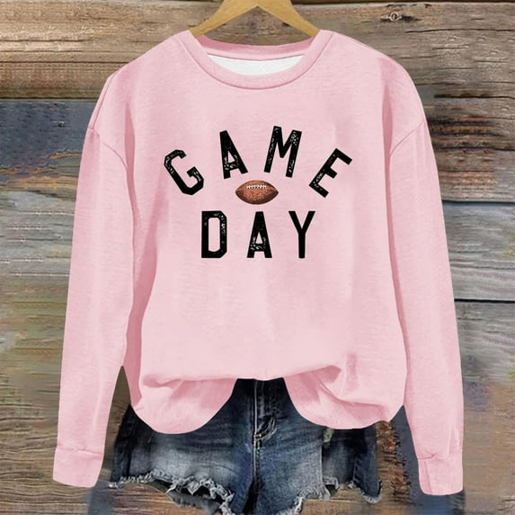 Wancir Game Day Sweatshirt Women Football Sweatshirts Rugby Graphic Pullover Weekend Tops Casual Football Season Shirt