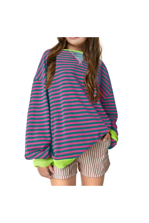 Wancir Girl's Cute Graphic Crewneck Sweatshirt Long Sleeve Drop Shoulder Pullover Shirt Tops