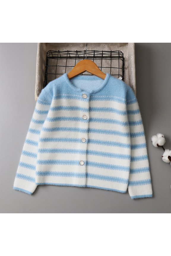 Wancir Girls Cardigan Sweater School Uniforms Button Long Sleeve Knit Tops