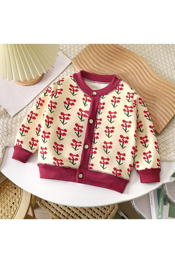 Wancir Girls Cardigan Sweater School Uniforms Button Long Sleeve Knit Tops