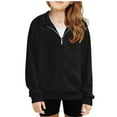 thumbnail image 1 of DecSea Girls Half Zip Sweatshirt Fleece Pullover Hoodless Long Sleeve Fall Winter Tops Clothes, 1 of 2