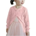 thumbnail image 1 of Wancir Girls' Long Sleeve Knitted Cardigan Kids Button Closure Shrug Sweaters Cropped Jacket Cover Up Tops, 1 of 5