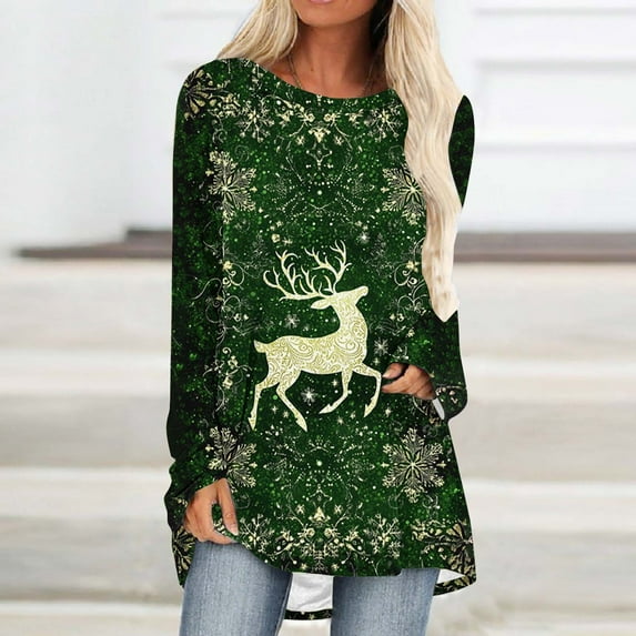 Wancir Gnomes Print Sweatshirts for Women Christmas Long Sleeve Pullover Shirts Funny Garden Gnome Graphic Sweater Tops